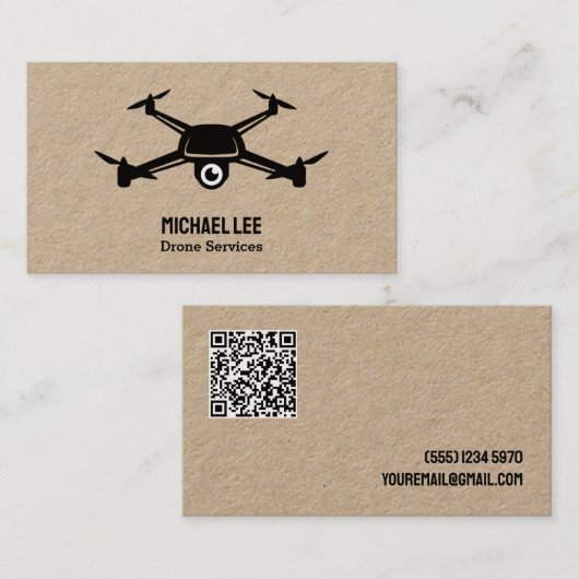 Drone Services Aangepaste QR Visitekaartje (Voorkant / Achterkant)