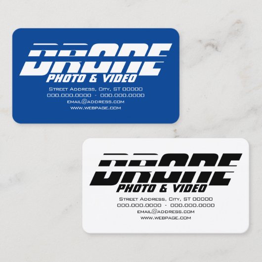 Drone services kinetic bold text visitekaartje (Voorkant / Achterkant)