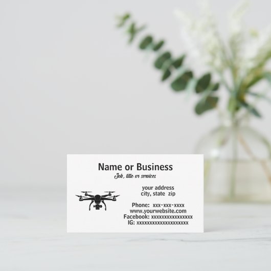 Drone silhouet visitekaartje (Staand voorkant)