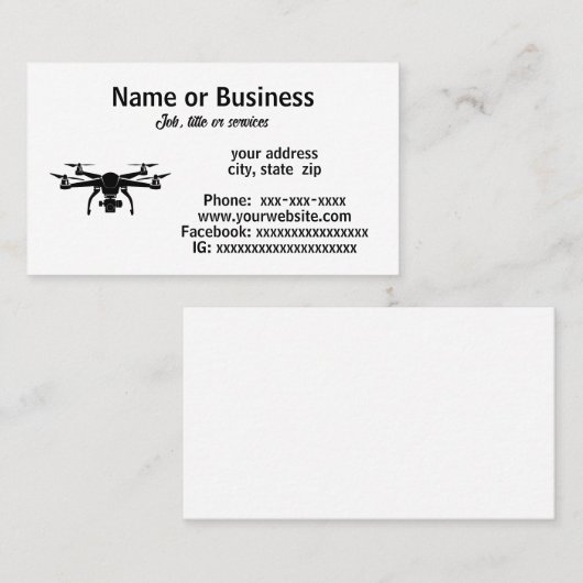 Drone silhouet visitekaartje (Voorkant / Achterkant)