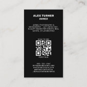 Drone UAV Pilot Fotografie QR Code Modern Zwart Visitekaartje (Achterkant)