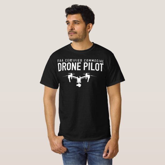 Drone UAV UAS FAA Quadcopter Pilot Part 107 T-shirt (Voorkant volledig)