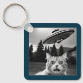 Drone UFO Funny Cat UAP Invasion Sleutelhanger (Voorkant)