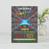 Drone verjaardagsfeestje uitnodiging (Staand voorkant)