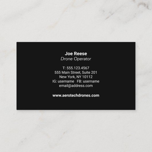 Drone Visitekaartje (Achterkant)