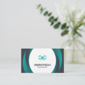 Drone Visitekaartjes Blauw Zwart Modern (Staand voorkant)