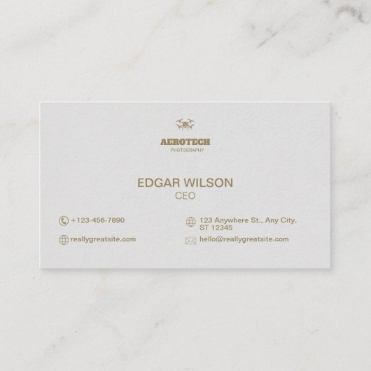 Drone Visitekaartjes Elegant Bruin Zilver (Achterkant)