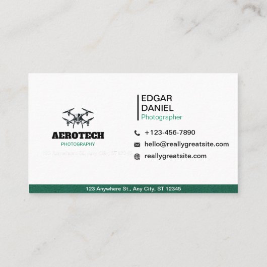 Drone Visitekaartjes Elegant Groen (Achterkant)