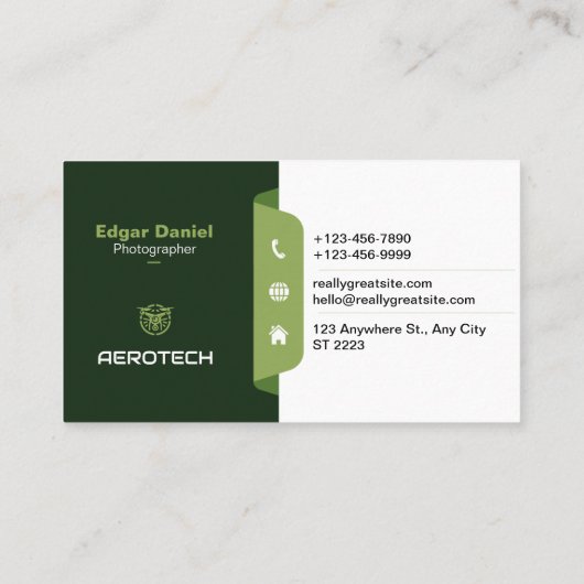 Drone Visitekaartjes Groen Wit Modern (Achterkant)