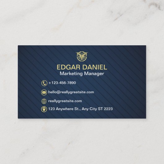 Drone Visitekaartjes Navy Gold Modern (Achterkant)