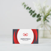 Drone Visitekaartjes Rood Zwart Modern (Staand voorkant)