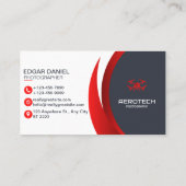 Drone Visitekaartjes Rood Zwart Modern (Achterkant)