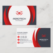 Drone Visitekaartjes Rood Zwart Modern (Voorkant / Achterkant)