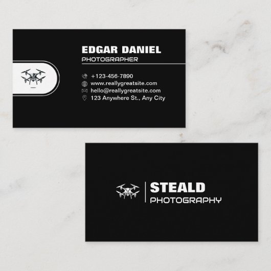Drone Visitekaartjes Zwart Kleur (Voorkant / Achterkant)
