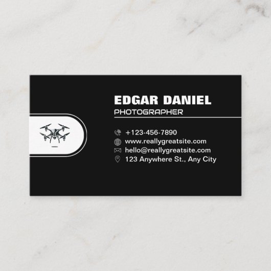 Drone Visitekaartjes Zwart Kleur (Voorkant)