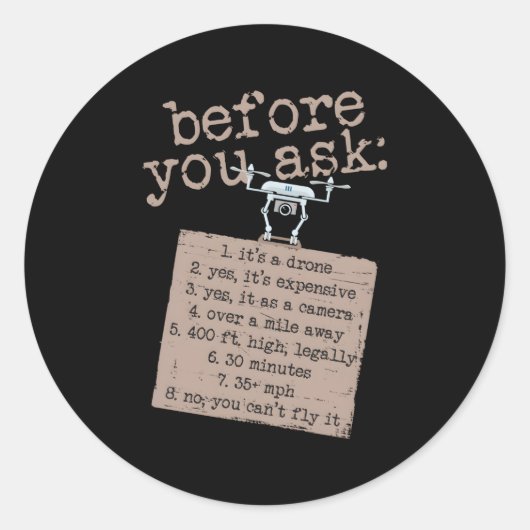 Drone voor papa vriend piloot vliegen ronde sticker (Voorkant)