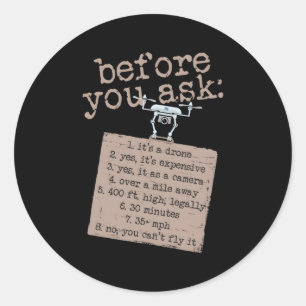 Drone voor papa vriend piloot vliegen ronde sticker