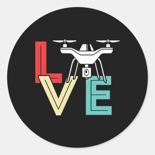 Drones Drone Pilot's Day Quadcopter Drone Ronde Sticker (Voorkant)