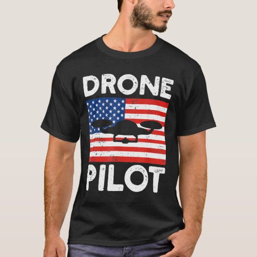 Drones Drone Pilots Usa Vlag T-shirt (Voorkant)