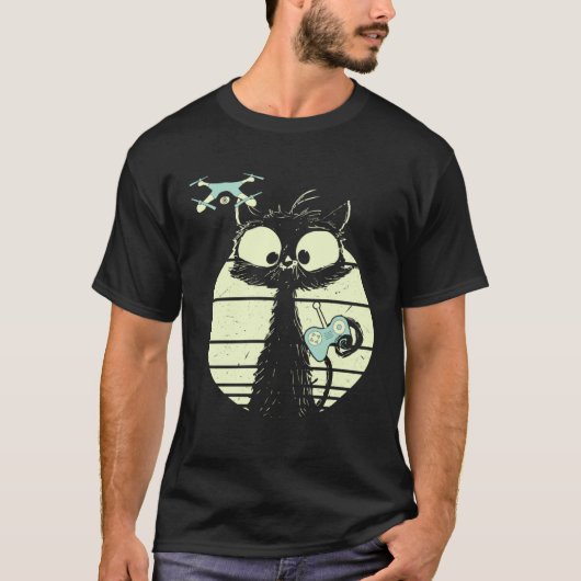 Drones Kat Drone Piloot Mooie Kat Quadrocopter Kat T-shirt (Voorkant)