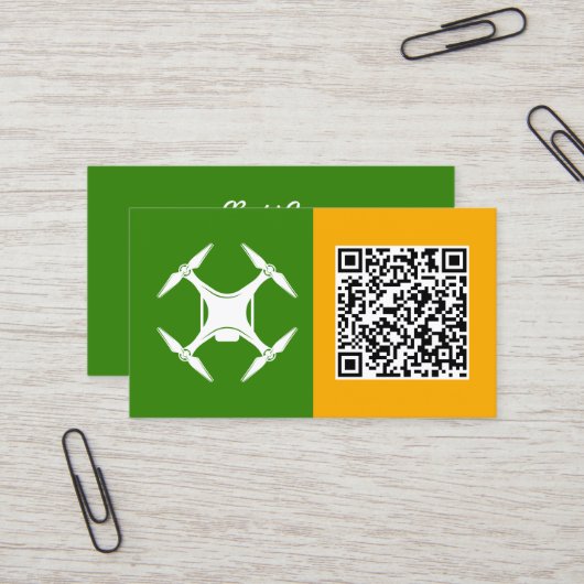 Drones Pilot Custom QR Visitekaartje (Voorkant / Achterkant in situ)