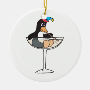 dronken dwaze pinguïn keramisch ornament