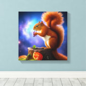 Dronken eekhoorn met een cocktail canvas afdruk (Insitu (Houten vloer))