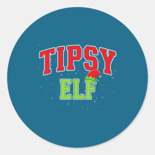 Dronken Elf Kerstmis Familie Matching Groep Xmas Ronde Sticker