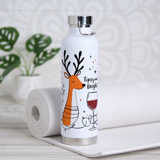 Dronken en Fel Reindeer Waterfles (Yoga (Gedraaid) )