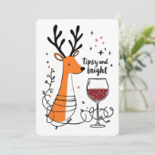 Dronken en helder rendier  feestdagenkaart (Staand voorkant)
