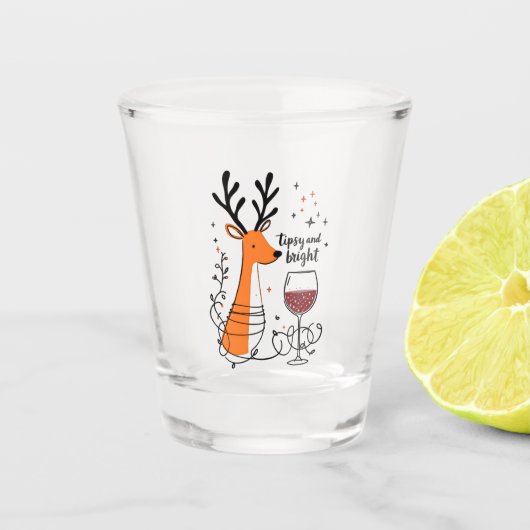 Dronken en helder rendier shot glas (Voorkant)
