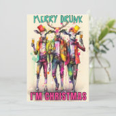 Dronken grap feestdagenkaart (Staand voorkant)