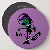 Dronken Heks Speld Badge Ronde Button 6,0 Cm (Voorkant /achterkant)