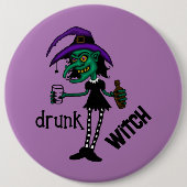 Dronken Heks Speld Badge Ronde Button 6,0 Cm (Voorkant)