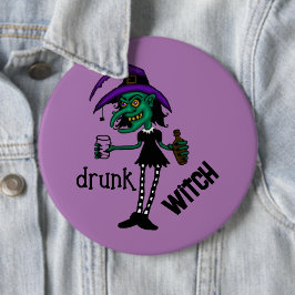 Dronken Heks Speld Badge Ronde Button 6,0 Cm