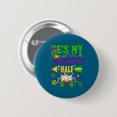 Dronken helft mardi gras koppel drinkend bier ronde button 5,7 cm (Voorkant /achterkant)