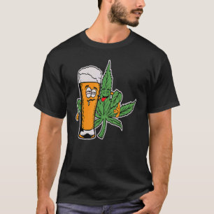 Dronken & High Bier en Wiet Knoppen Vrienden voor T-shirt