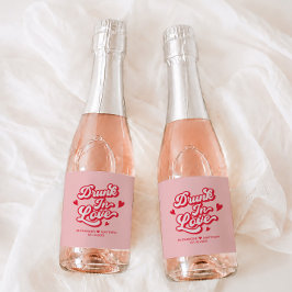 Dronken in liefde rood en roze huwelijksfeest cham sparkling wijnetiket