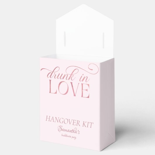 Dronken in Love Champagne Toren Roze Bachelorette Bedankdoosjes (Geopend)