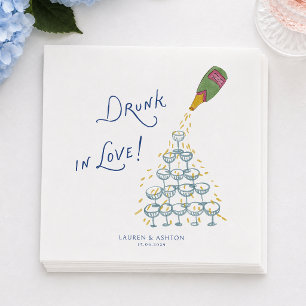 Dronken in Love Champagne Toren Trouwservetten Servet