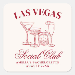 Dronken in Love Cocktails Bachelorette Social Club Vierkante Sticker