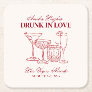 Dronken in Love Cocktails Bachelorette Weekend Kartonnen Onderzetters