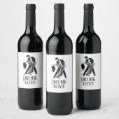 Dronken in Love Design | Dansend Bruidspaar Wijn Etiket (Flessen)