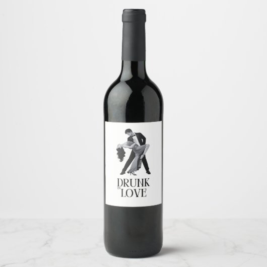 Dronken in Love Design | Dansend Bruidspaar Wijn Etiket (Voorkant)
