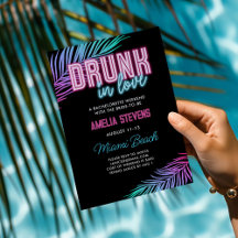 Dronken in Love Neon Blauw & Roze Tropisch Bach