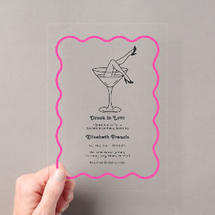 Dronken in Love Retro Martini Meidenavondfeest Acryl Uitnodigingen