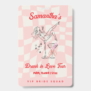 Dronken in Love Tour Vrijgezellen Badge Roze