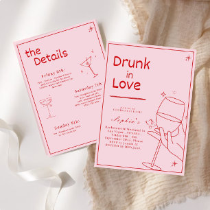 Dronken in Love vrijgezellenfeest uitnodiging