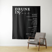 Dronken in Love Zwart Wit Bruiloftsbar Menu Bord Wandkleed (In situ)