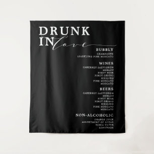 Dronken in Love Zwart Wit Bruiloftsbar Menu Bord Wandkleed